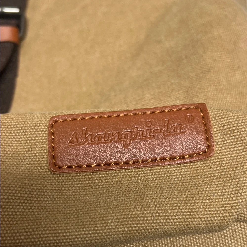 Tan Canvas and Brown Leather Men's Bag